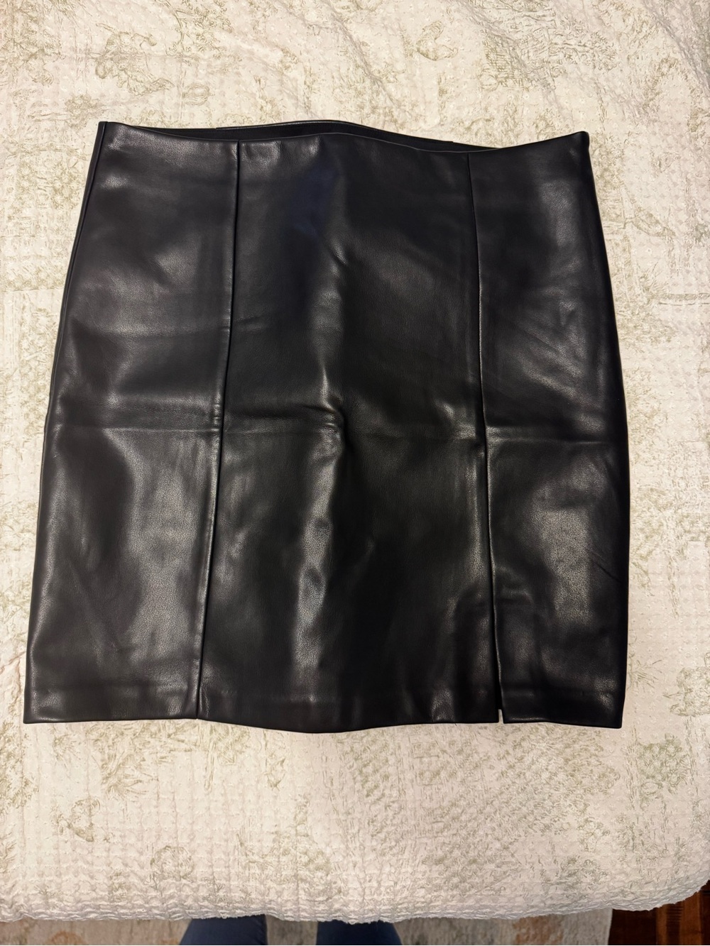 LOFT Black Faux Leather Pencil Skirt